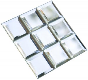 Mosaic Netted 38mm Square Mirror Bevels Sheet of 9 BMM3838