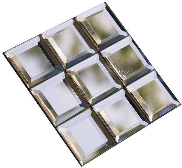 Mosaic Netted 38mm Square Bronze Mirrored Bevels Sheet of 9 BMM3838BZ