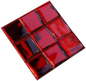 Square 25mm Red Silvercoat  Bevels Mosaic Netted BMM2525-151W