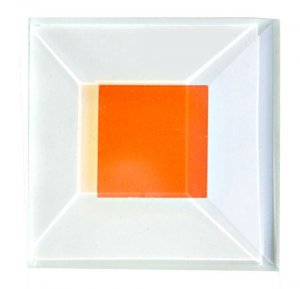 Dichroic Clear Square Bevel Gold Pink 38 x 38mm SCD3838GP
